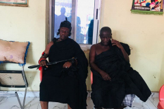 Nana Owusu Korkor II with rifle at coronation festivities (rifle swearing)